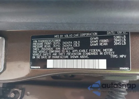 2014 Volvo Xc60 T6 Platinum из США, поврежденный, VIN YV4902DZ2E2539806